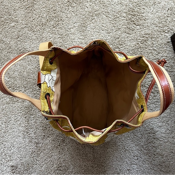 Leather, Sling Drawstring Tote Bag. Map Print. Travel by Sharif, Original 1827. - Picture 10 of 17